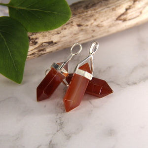 Carnelian Double Terminated Point Pendants by Size - 3 pcs