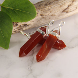 Carnelian Double Terminated Point Pendants by Size - 3 pcs