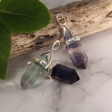 Load image into Gallery viewer, Rainbow Fluorite Double Terminated Point Pendants by Size - 3 pcs
