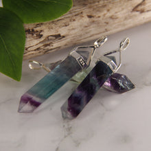 Load image into Gallery viewer, Rainbow Fluorite Double Terminated Point Pendants by Size - 3 pcs
