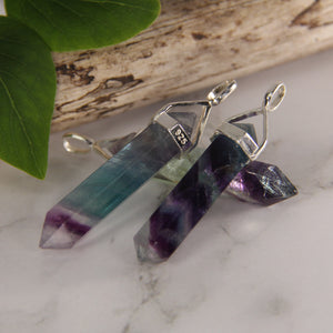 Rainbow Fluorite Double Terminated Point Pendants by Size - 3 pcs