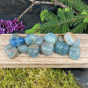 Aqua Calcite Large Tumbled Stones - 1 lb