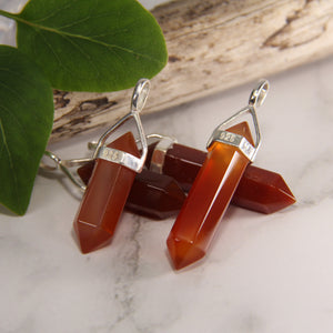 Carnelian Double Terminated Point Pendants by Size - 3 pcs
