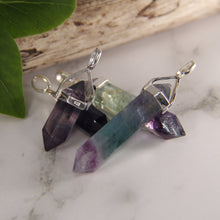 Load image into Gallery viewer, Rainbow Fluorite Double Terminated Point Pendants by Size - 3 pcs
