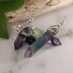 Rainbow Fluorite Double Terminated Point Pendants by Size - 3 pcs
