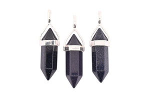 Blue Goldstone Double Terminated Small Point Pendants - 3 pcs