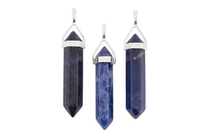 Sodalite Double Terminated Point Pendants by Size - 3 pcs
