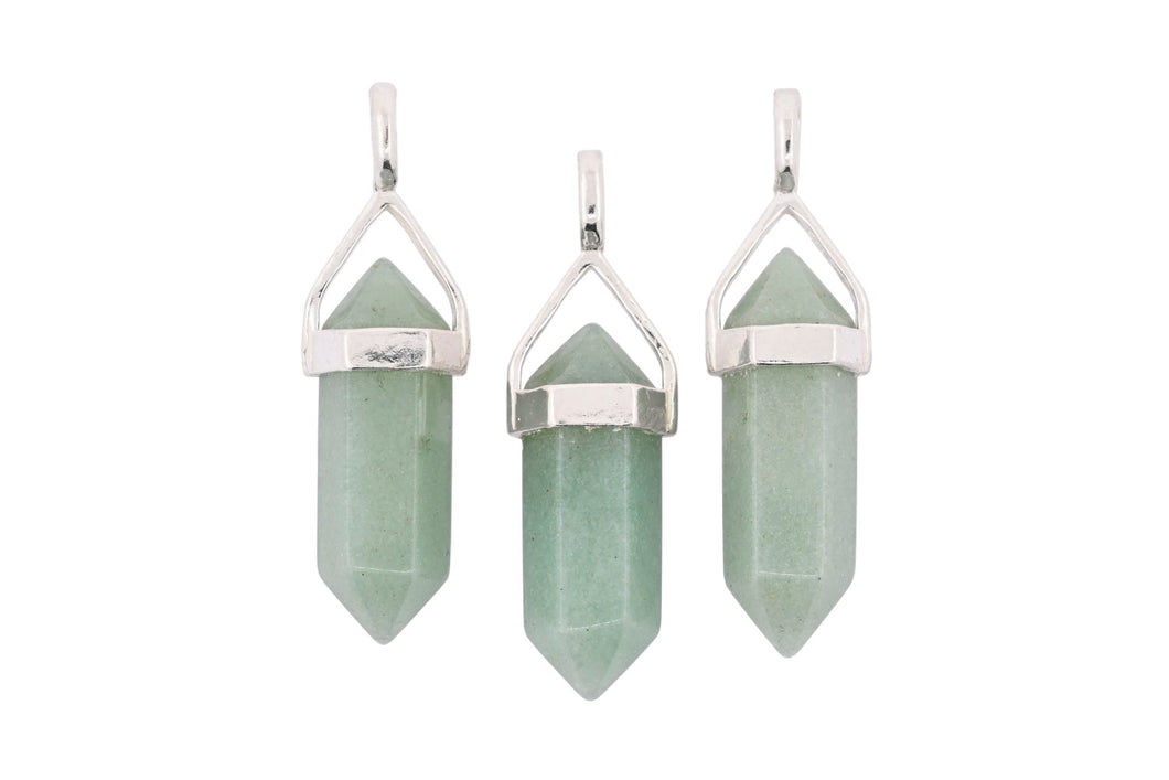 Green Aventurine Double Terminated Point Pendants by Size - 3 pcs