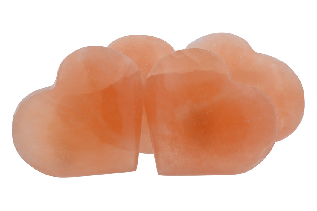 Peach Selenite Large Hearts - 4 pcs