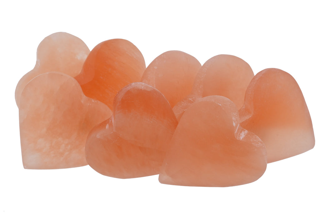 Peach Selenite Small Hearts - 8 pcs