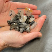 Load and play video in Gallery viewer, Tourmalinated Quartz Tumbled Stones - 1 lb
