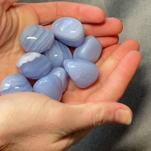 Load and play video in Gallery viewer, Blue Lace Agate Tumbled Stones - 1/2 lb
