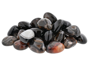 Banded Black Agate Tumbled Stones - 1 lb