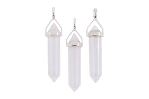 Clear Quartz Double Terminated Point Pendants by Size - 3 pcs