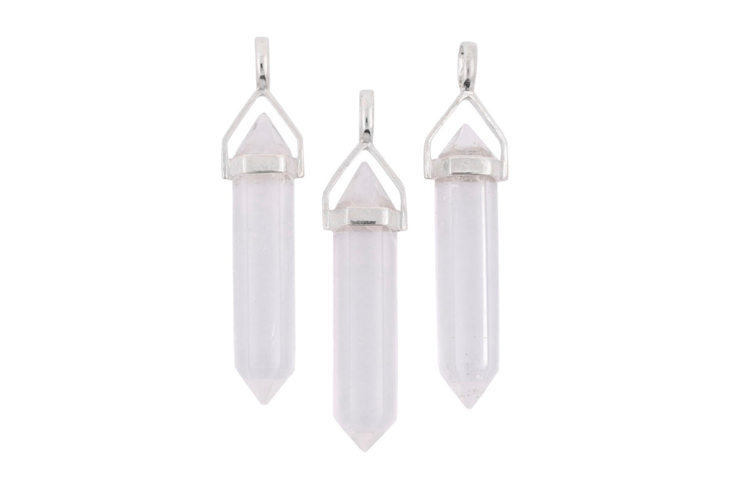 Clear Quartz Double Terminated Point Pendants by Size - 3 pcs