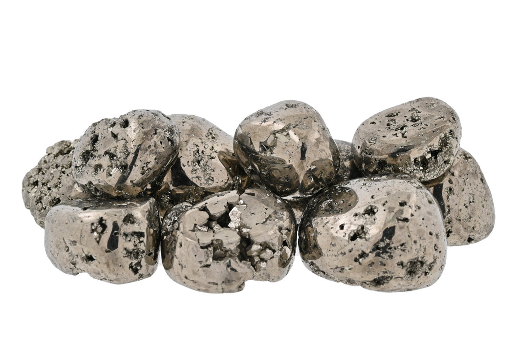 Druzy Pyrite Polished Pebbles / XL Tumbled - 1 lb