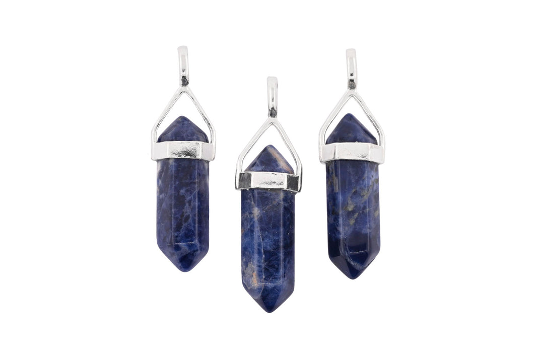 Sodalite Double Terminated Point Pendants by Size - 3 pcs