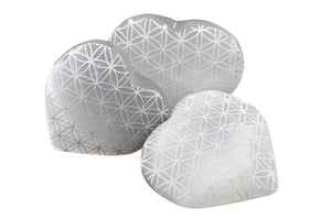 Selenite Large Flower of Life Hearts - 3 pcs
