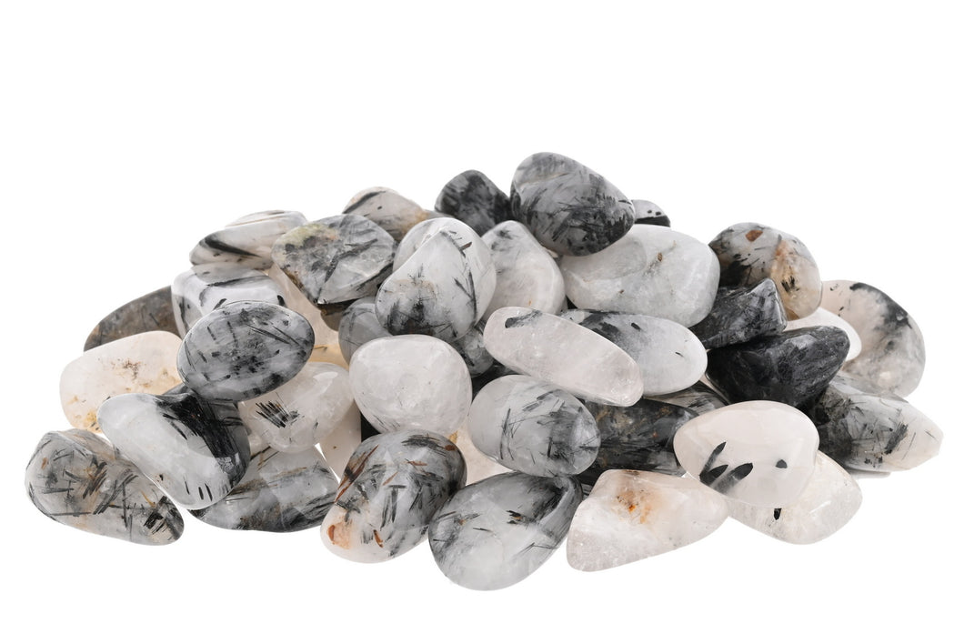 Tourmalinated Quartz Tumbled Stones - 1 lb