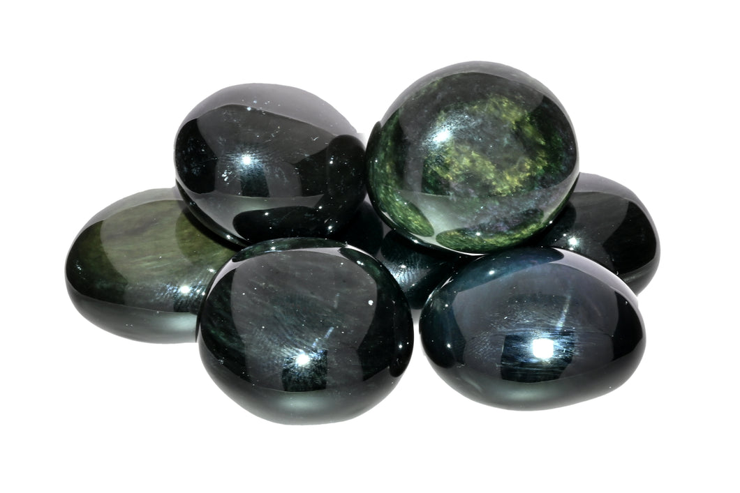 Velvet Sheen Obsidian Pebbles / XL Tumbled - 1/2 lb